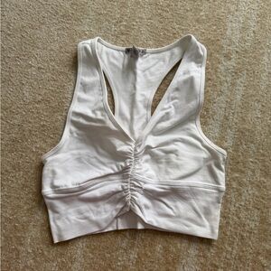 Forever 21 White Ruched Crop Top